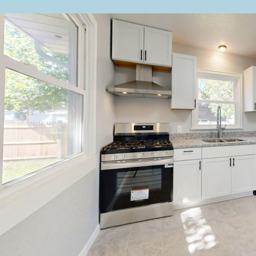 Empty kitchen with appliances